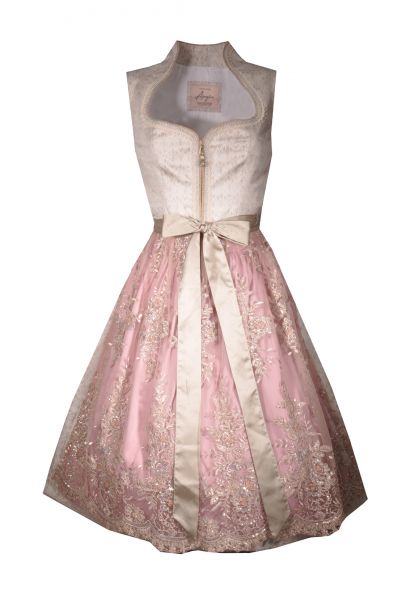 B-Ware / 2. Wahl - Dirndl midi 70 cm taupe rosa Alpenglanz