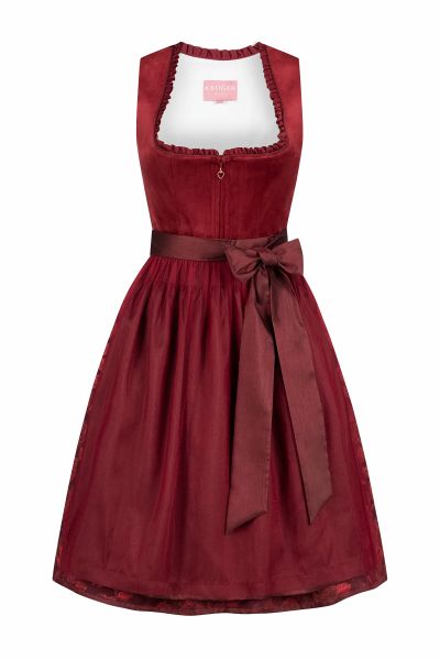 Dirndl midi 60 cm Joelina rot dunkelrot bordeaux Samt Krüger