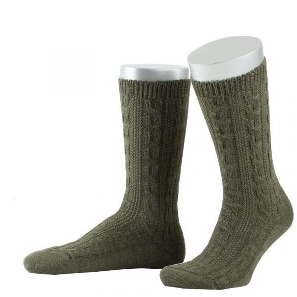 Trachtensocken jägeroliv grün Zopfmuster Lusana