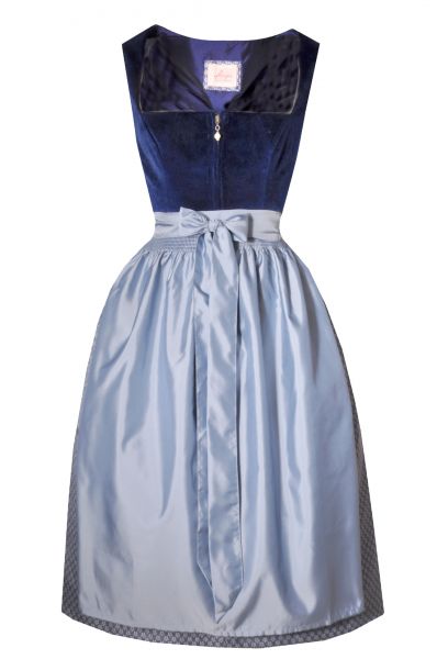 B-Ware / 2. Wahl - Dirndl midi 70cm Greim indigo blau Samt Alpenglanz Design