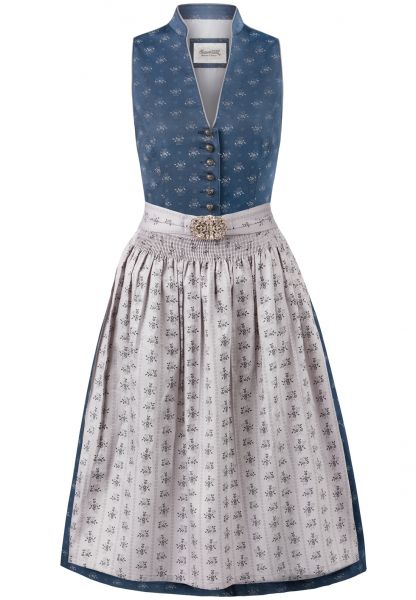 B-Ware / 2. Wahl - Dirndl midi 65cm Amalie2 dunkelblau grau Stockerpoint