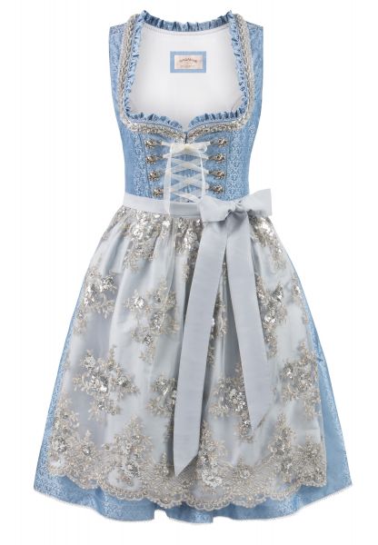 B-Ware / 2. Wahl - Dirndl midi 60 cm Anastasia hellblau silber Stockerpoint