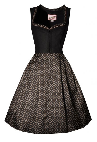 Dirndl midi 60 cm schwarz gold OHNE Schürze Andreas Gabalier Kollektion by Krüger