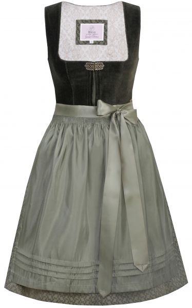 Samtdirndl midi 65 cm Beatrice olive moos grün Marjo