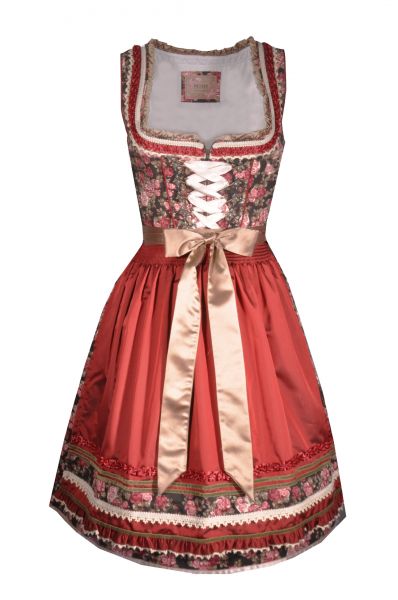 B-Ware / 2. Wahl - Dirndl Sylvie mini 55cm rot geblümt Moser