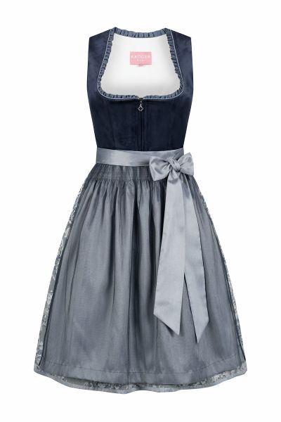 Dirndl midi 60 cm Joelina marine dunkelblau blau Samt Krüger