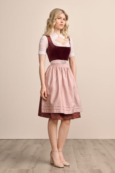 Dirndl midi 60 cm Aurela rot Samt Krüger Madl