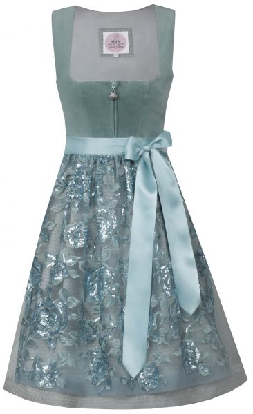 Dirndl midi 65 cm Veitsbronn jade mint grün petrol Samt Marjo