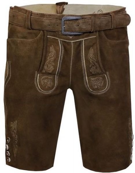 Lederhose kurz Bertl incl. Gürtel braun walnut Marjo